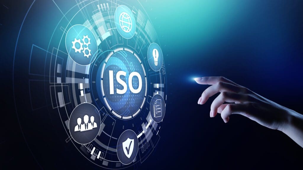 Finger pointing at digital ISO interface.